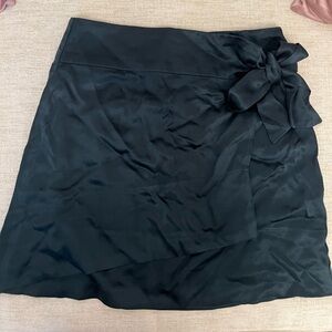 Green satin mini skirt